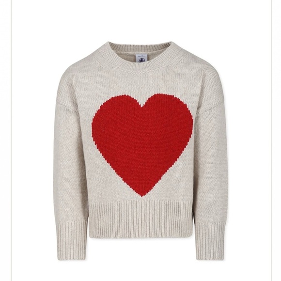 Petit Bateau Heart Cream Sweater - Picture 1 of 7